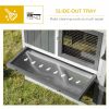 Wooden Rabbit Hutch with Run, Tray, Ramp for 1-3 Rabbits, Guinea Pigs, White