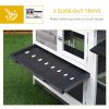 2-tier Indoor Rabbit Enclosure, Wood Hutch Backyard Small Animal House Ramp Outdoor Run Enclosed