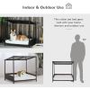 Wicker Dog House Raised Rattan Puppy Bed Cat Shelter for Indoor Outdoor Garden Patio Pet Sofa with Removable Cushion for Medium Sized Pet Brown