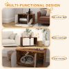 Hidden Cat Litter Box Enclosure with Double Doors and Sand Drain Pad, Rustic Brown