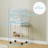 49" Rolling Bird Cage Cockatoo House Play Top Finch Pet Supply with Storage Shelf, Wheels - White