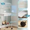 49" Rolling Bird Cage Cockatoo House Play Top Finch Pet Supply with Storage Shelf, Wheels - White