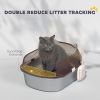 Stainless Steel Cat Litter Box with High Sided Enclosure, Steps & Scoop, Non-Sticky & Anti-Urine Leakage, Easy Cleaning