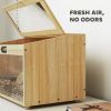 22"L Hamster Cage with Openable Top & Acrylic Windows, Small Animal Cage with Hut, Seesaw, Ladder, Natural Wood