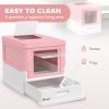 Top Entry Enclosed Kitty Litter Box with Scoop, Tray, Front Entry, Large Space, Foldable, Portable, Pink