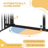 Auto-Close Pet Gate, Stair Gate with Cat Door, Double Locking for Doorways Hallways Stairs, Fits 29"-31.5" Wide, Black