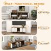Hidden Cat Litter Box Enclosure with 2 Cabinets, Double Doors and Sand Drain Pad, Rustic Brown