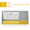 46" x 24" Wooden A-Frame Outdoor Rabbit Hutch, Small Animal Cage, Bunny Hutch with Outside Run & Ventilating Wire, Gray