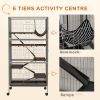 63" H Rolling Small Animal Cage with Hammock, Ferret Cage, Chinchilla Cage, Pet Habitat with 6 Doors, Removable Tray