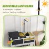 Tortoise Enclosure Tortoise House w/ Adjustable Lamp Holder, Storage Shelf, Removable Main House, Openable Lid, Gray