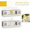 Rabbit Hutch, Bunny Cage, Guinea Pig House with Pull-Out Tray, and Divided Board for Indoor, White