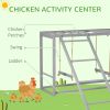 PawHut Wooden Chicken Swing Set Gray Activity Center for 3-4 Chickens with Multiple Roosting Perches for Resting Play