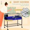 Two-Story Small Animal Cage Removable from Stand, Pet Habitat with Shelf & Wheels, 39" x 20.5" x 36.5", Blue