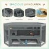 Wooden Hamster Cage Small Animal Exercise Play House 3 Tier with Tray, Seesaws, Water Bottle, Activity Center, Gray