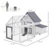 65" Chicken Coop Wooden Chicken House Rabbit Hutch Poultry Cage Hen Pen Backyard with Nesting Box, Ramp, Run