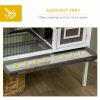 Wood Rabbit Hutch, Elevated Guinea Pig Cage with Run, Coffee