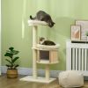 PawHut 3-Level Morden Cat Tree with Scratching Posts, Cat Tower Fun Cat Badminton Toy for Playing, Soft Cushions, & Play Areas