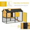 47" Wooden Rabbit Hutch Outdoor with Run, Metal Frame, 2-Story Bunny Rabbit Cage with Removable Tray, Ramp, Bunny Hutch with Space-Saving Design