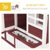 48" Wooden Rabbit Hutch Bunny Cage with Waterproof Asphalt Roof, Fun Outdoor Run, Removable Tray and Ramp, Brown