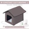 Heated Cat Houses for Outdoor and Indoor, Portable Kitty Shelter, Waterproof and Insulated, Brown
