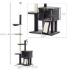 PawHut Giant Cat Extravaganza: 110" Floor-to-Ceiling Climbing Toy with Hammock, Scratching Post, Dark Grey