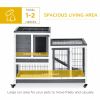Wooden Rabbit Hutch Elevated Bunny Cage Indoor Small Animal Habitat with Enclosed Run with Wheels, Ramp, Removable Tray Ideal for Guinea Pigs, Grey
