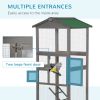 65" Wooden Bird Cage Outdoor Aviary House for Parrot, Parakeet, with Pull Out Tray and 2 Doors, Grey