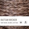 Handwoven Elevated Cat Bed with Rotating Basket and Soft Cushion, Wicker Cat Egg Chair with Stand, Brown