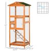65" Outdoor Wooden Birdcage Aviary with Pull Out Tray 2 Doors, Orange