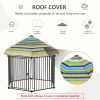 48" x 41" Heavy-Duty Metal Dog Playpen, Outdoor Pet Cage Kennel, Puppy Exercise Fence Barrier with Weather-Resistant Polyester Roof, Locking Door