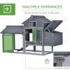 59" Small Wooden Chicken coop Hen House Poultry Cage for Outdoor Backyard with 2 Doors, Nesting Box and Removable Tray, Gray