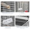 77" Flight Bird Cage Hexagon Covered Canopy Portable Aviary With Storage