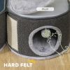 2-Story Cat Condo Barrel Tree with Top Perch, 2 Hideaways, Scratching Board, Removable Cushions, Toy Balls, Dark Grey