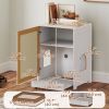 Cat Litter Box Enclosure, Hidden Litter Box Furniture with Pull-Out Tray, Storage Cabinet, Scratching Mat, Oak
