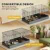 Guinea Pig Cage with Removable Top, 2 Separate Area, Waterproof Bottom Liner, Ramp, Perch, for Rabbits, Hedgehogs