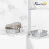 Stainless Steel Cat Litter Box with High Sided Enclosure, Steps & Scoop, Non-Sticky & Anti-Urine Leakage, Easy Cleaning