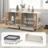 Cat Litter Box Enclosure w/ 2 Cabinets, Scratching Mats, Pull-Out Trays, Hidden Litter Box for 2 Cats, White