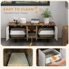 Hidden Cat Litter Box Enclosure with 2 Cabinets, Double Doors and Sand Drain Pad, Rustic Brown