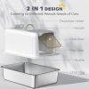 Stainless Steel Cat Litter Box w/ Removable Lid & Scoop, for Small to Large Cats, Easy to Clean, White