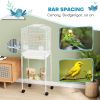 49" Rolling Bird Cage Cockatoo House Play Top Finch Pet Supply with Storage Shelf, Wheels - White