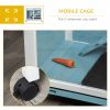 Fir Wood Rabbit Hutch Indoor Home with a Living Room for Sleeping Run Area, Blue