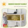 Wooden Tortoise Habitat with Storage Shelf, Tortoise Enclosure with Clear Windows, Openable Top, Lamp Holder, Gray