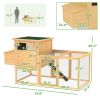 75" Wooden Chicken Coop with Nesting Box, Removable Tray, Ramp Run, for Garden Backyard, Natural Wood