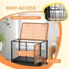36" Heavy Duty Dog Kennel w/ Bowl Holder, Wheels, Openable Top, Removable Tray for Medium & Large Dogs, Black