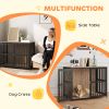 39" Dog Crate Furniture w/ Anti-Chew Resistant Mesh, Anti-Escape Single Door, for Large Dogs, Walnut Brown