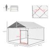 6.6' x 6.6' x 4.9' Dog Kennel Outdoor for Small Medium Dogs with Waterproof Roof, Silver