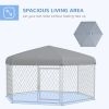 6.9' x 6.1' x 4.9' Dog Kennel Outdoor for Medium and Large-Sized Dogs with Waterproof UV Resistant Roof, Silver
