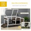 Wood Rabbit Hutch, Elevated Guinea Pig Cage with Run, Coffee