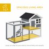 Indoor Rabbit Enclosure, 48" Weatherproof Wooden Rabbit Hutch, with Slanted Asphalt Roof & Fun Outdoor Run for Bunnies & Ferrets - Gray