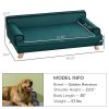 Large Dog Couch for a Fancy Dog Bed, Elevated Dog Sofa Bed with Washable Cover, Wooden Legs, Teal